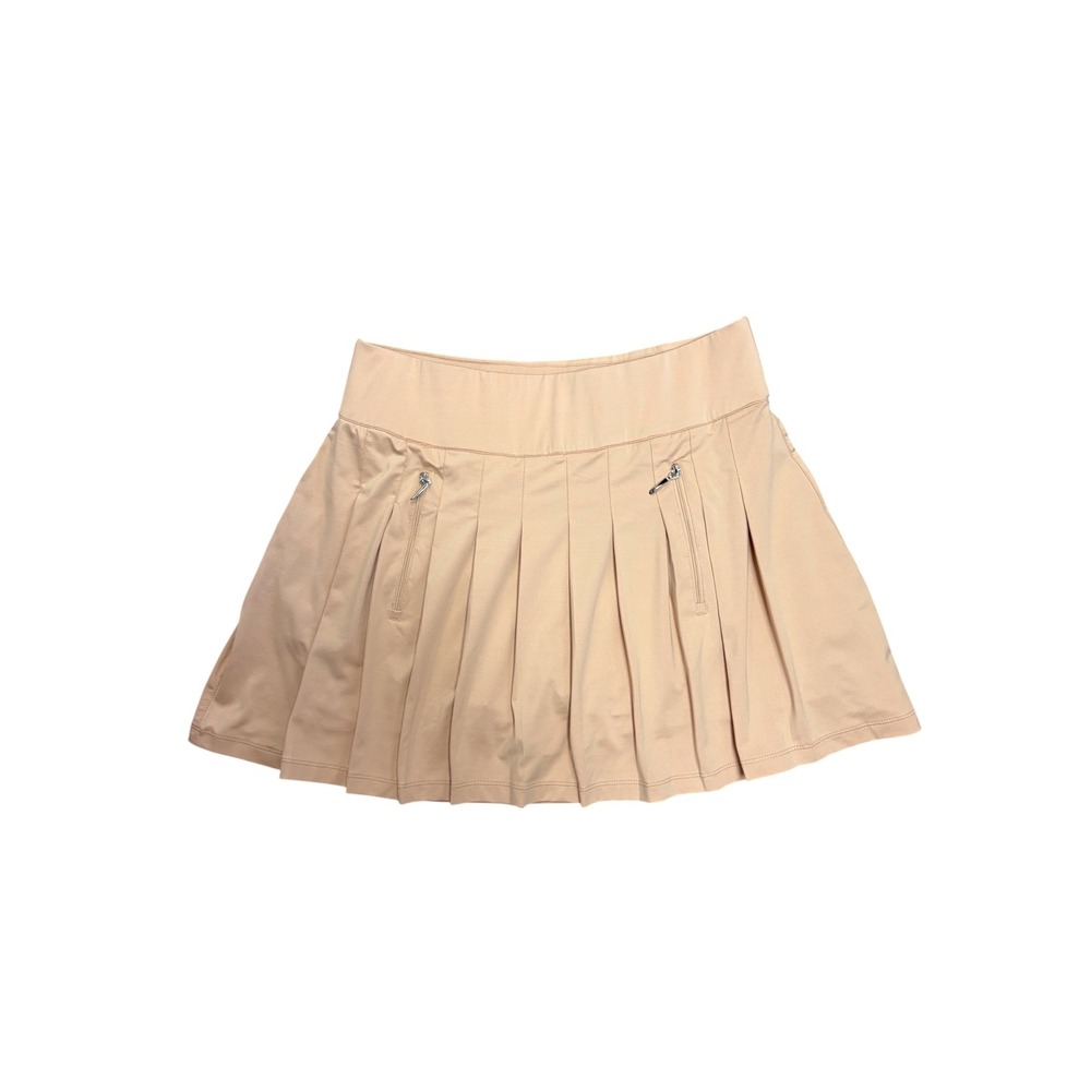 Jamie Sadock Airwear Golf Skort Tan Beige Pleated Zipper Pockets M